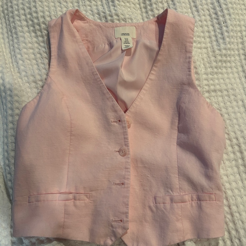 H&M Pink Button Down Vest